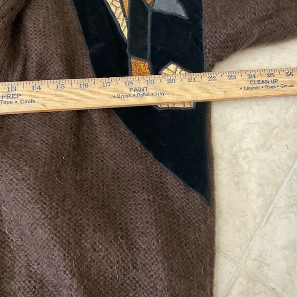 Vintage Cervelle 80s Wool Mohair Cardigan sweater M brown Artsy button up lined - Picture 9 of 12